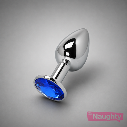 Premium Stainless Steel Jewel Plug – Blue Crystal | Body-Safe Jewel